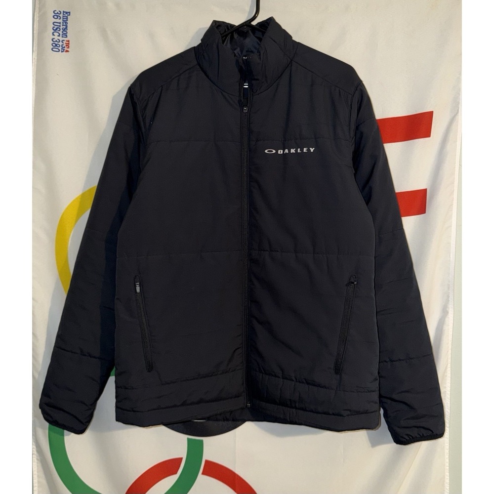 Oakley Puffer Jacket Mens Large Black Full Zip Polyester